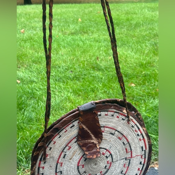 Antique Southwest or African Tribal Woven Basket Purse Pigskin RARE - Picture 5 of 10